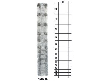 Uzlové lesnické pletivo výška 150 cm, 1,6/2,0 mm, 14 drátů