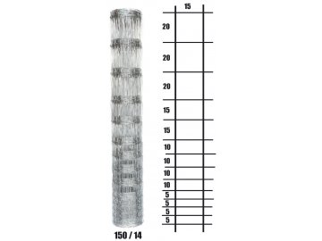 Uzlové lesnické pletivo výška 150 cm, 2,0/2,8 mm, 14 drátů