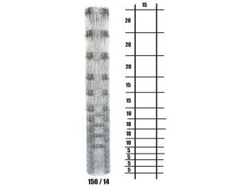 Uzlové lesnické pletivo výška 150 cm, 2,0/2,8 mm, 14 drátů