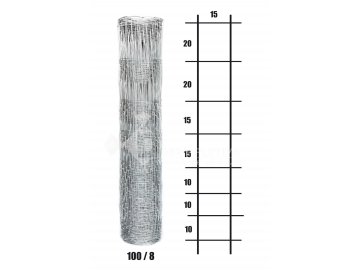 Uzlové lesnické pletivo výška 100 cm, 1,8/2,2 mm, 8 drátů