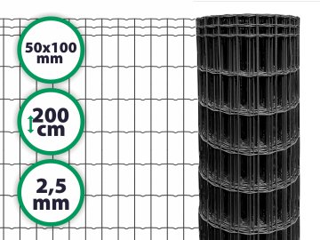 Svařované pletivo ANTRACIT 200 cm 2,5 mm 50x100 mm