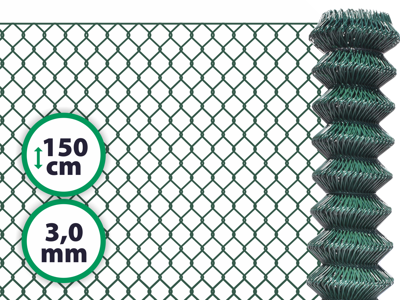 Pletivo poplastované SUPER – 150 cm bez ND (3,0 mm; 50x50 mm; PVC; zelené)