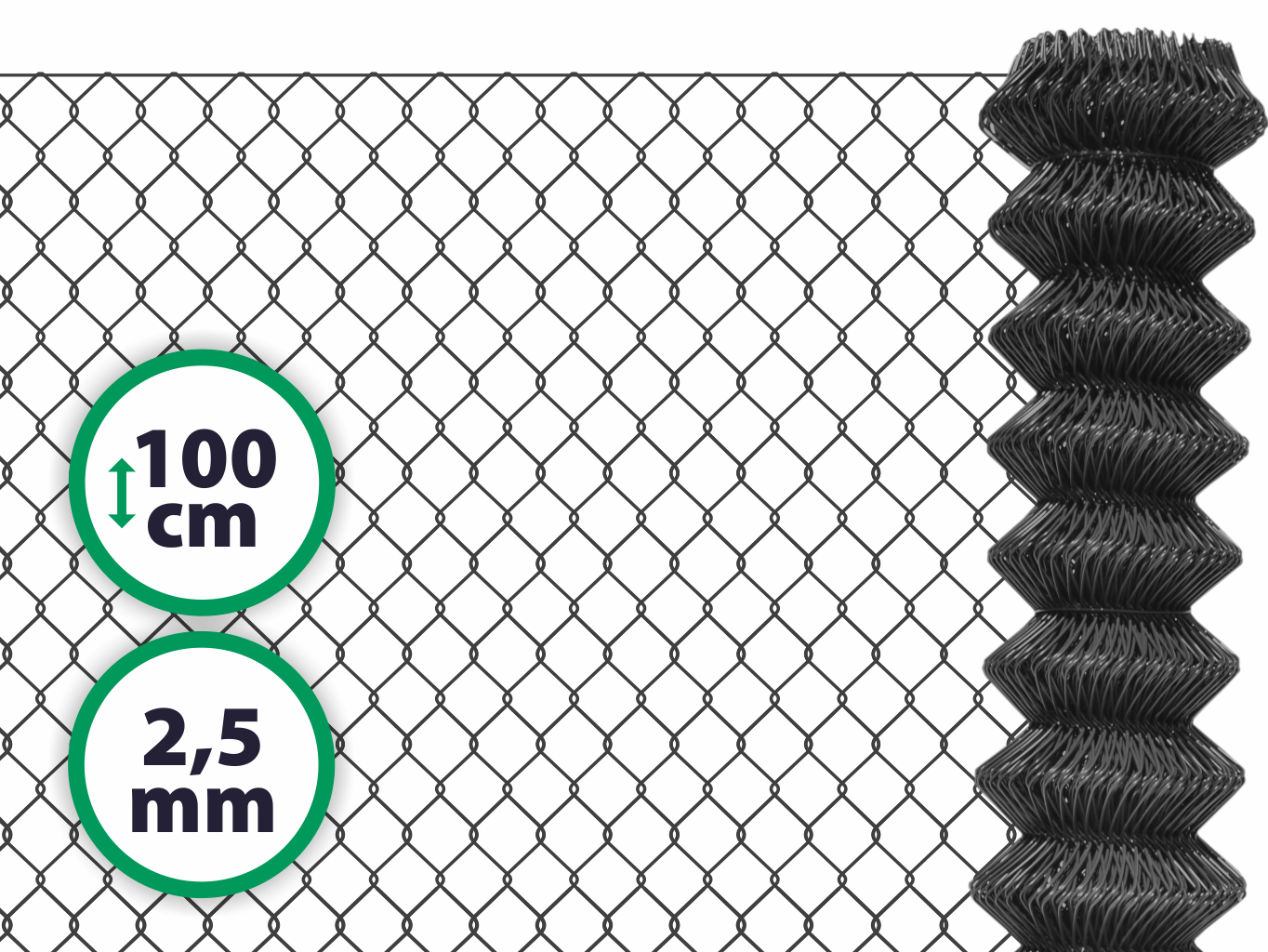 Pletivo poplastované výška 100 cm bez ND (2,5mm ;50x50 mm; PVC; antracit) PLOTY Sklad5 0
