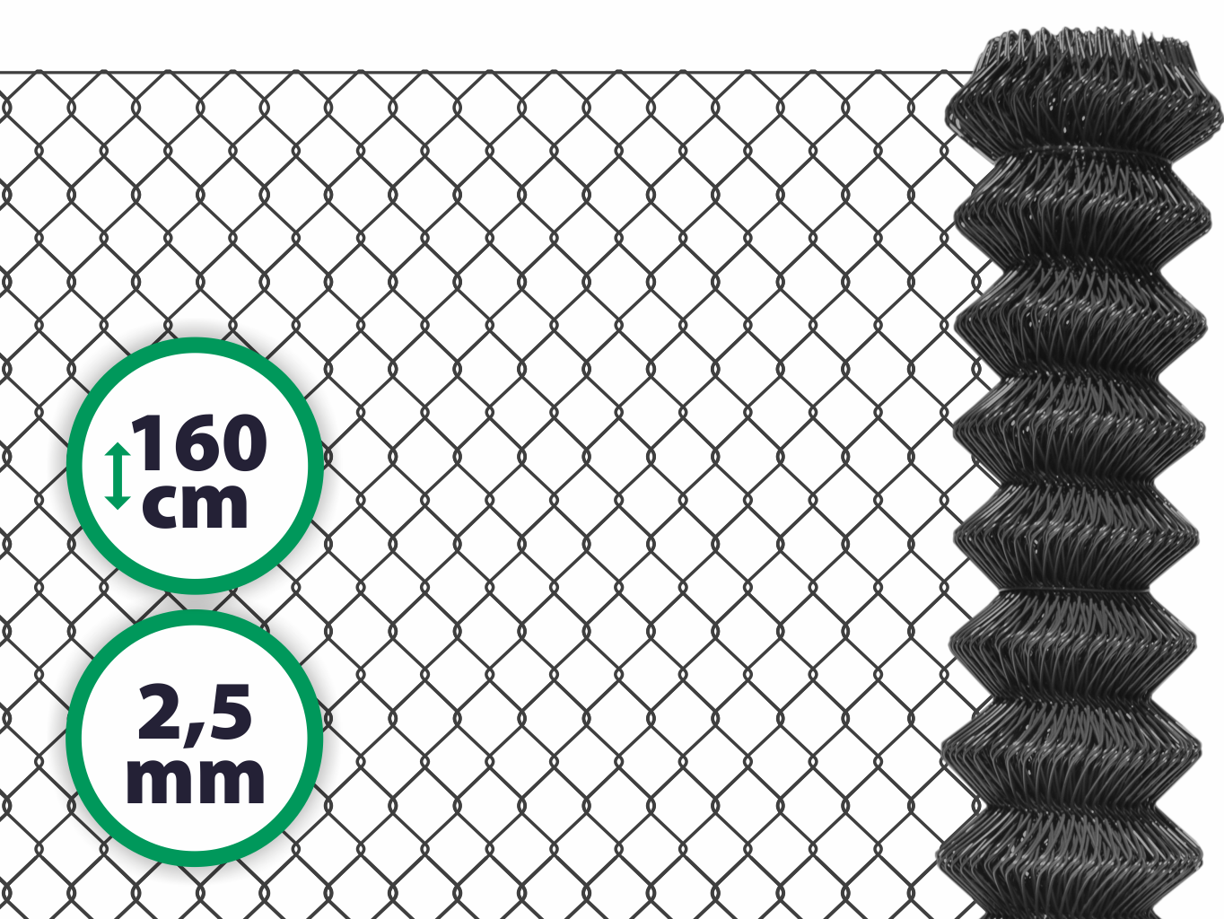 Čtyřhranné plotové poplastované pletivo bez ND – antracit, 160 cm, oko 50 x 50 mm PLOTY Sklad5 701633 50 8595068451083 balení 15m