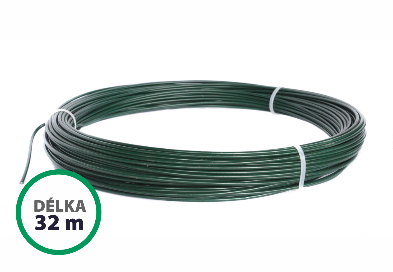 Napínací drát poplastovaný - drát 2,2/3,2 mm, délka 32 m, zelený PLOTY Sklad5 153 50 8586008803130