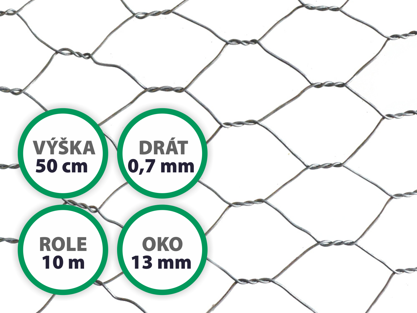 Králičí pletivo - Zn, oko 13x13 mm, výška 50 cm, role 10 m PLOTY Sklad5 361510 50 8595068410738