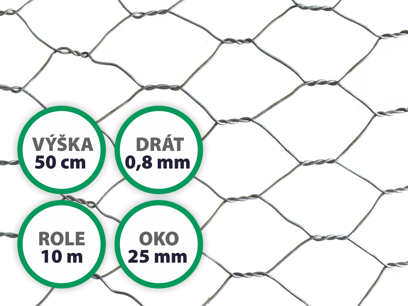 Králičí pletivo - Zn, oko 25x25 mm, výška 50 cm, role 10 m PLOTY Sklad5 364510 50 8595068410745