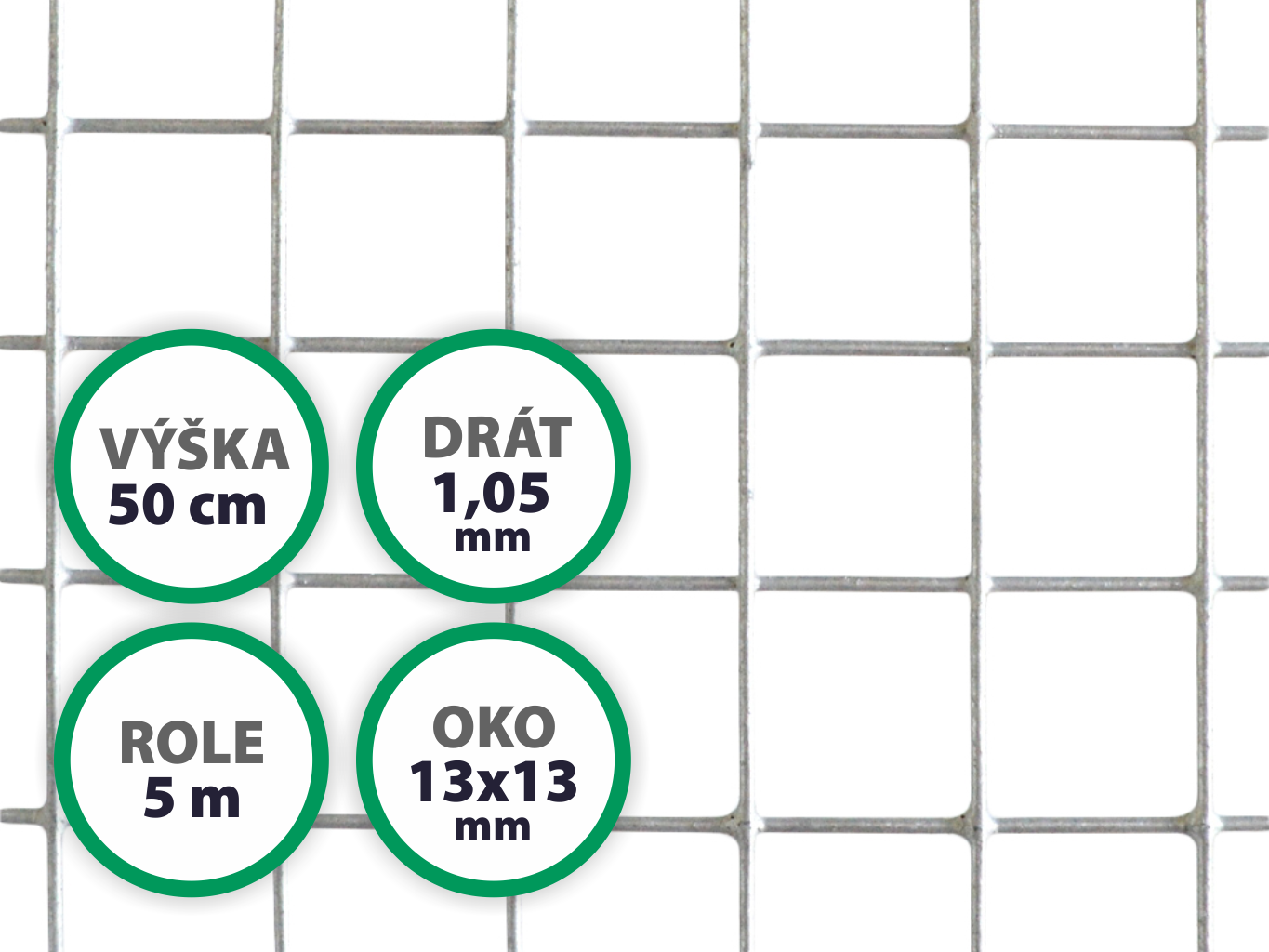 Pletivo na voliéry - Zn, oko 13x13 mm, výška 50 cm, balení 5 m PLOTY Sklad5 37055 50 8595068410820