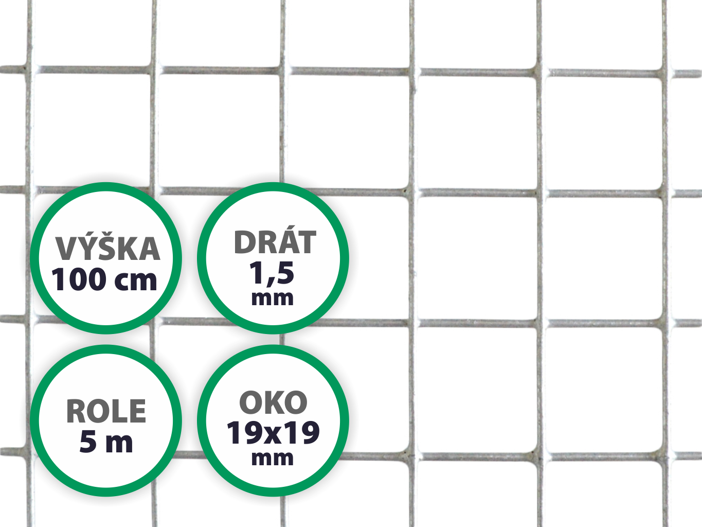 Pletivo na voliéry - Zn, oko 19x19 mm, výška 100 cm, balení 5 m PLOTY Sklad5 37215 50 8595068410813