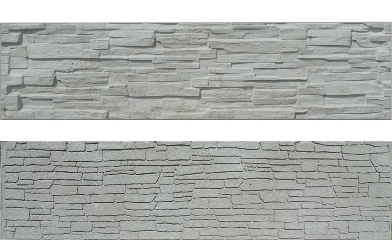 Betonová deska plotová, oboustranná – 200 x 50 cm, štípaný a skládaný kámen