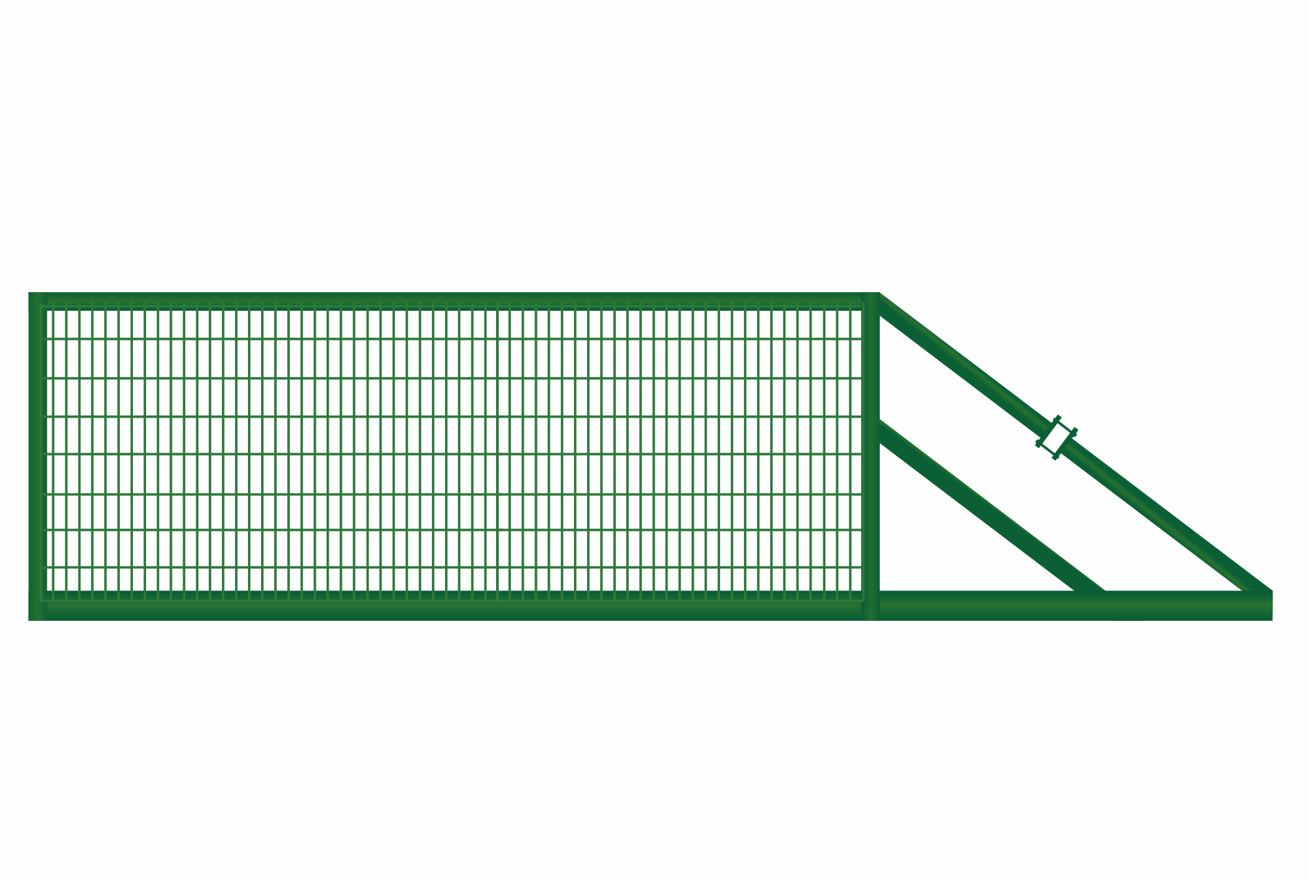 Samonosná posuvná brána – výplň svařovaný panel 2D, výška 120x400 cm, zelená PLOTY Sklad5 8821 535
