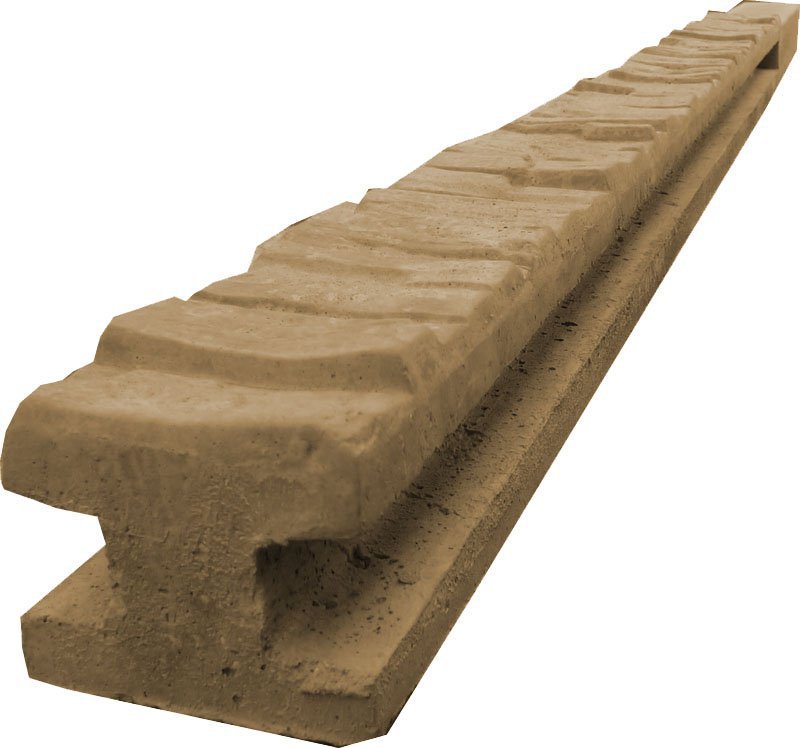 Betonový sloupek na plot 200 cm průběžný jednostranně vzorovaný - pískovec PLOTY Sklad5 10142 50