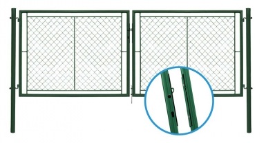 Brána dvoukřídlá UNIVERSAL - výplň pletivo, OKO/FAB, výška 95x360 cm, zelená PLOTY Sklad5 9006-V 50 8595068440407