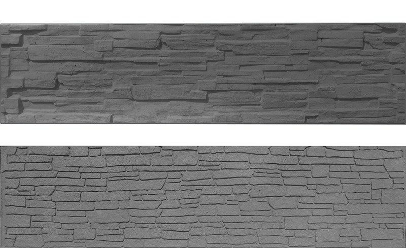 Betonová deska plotová, oboustranná – 200 x 50 cm, štípaný a skládaný kámen - grafit PLOTY Sklad5 10410 50