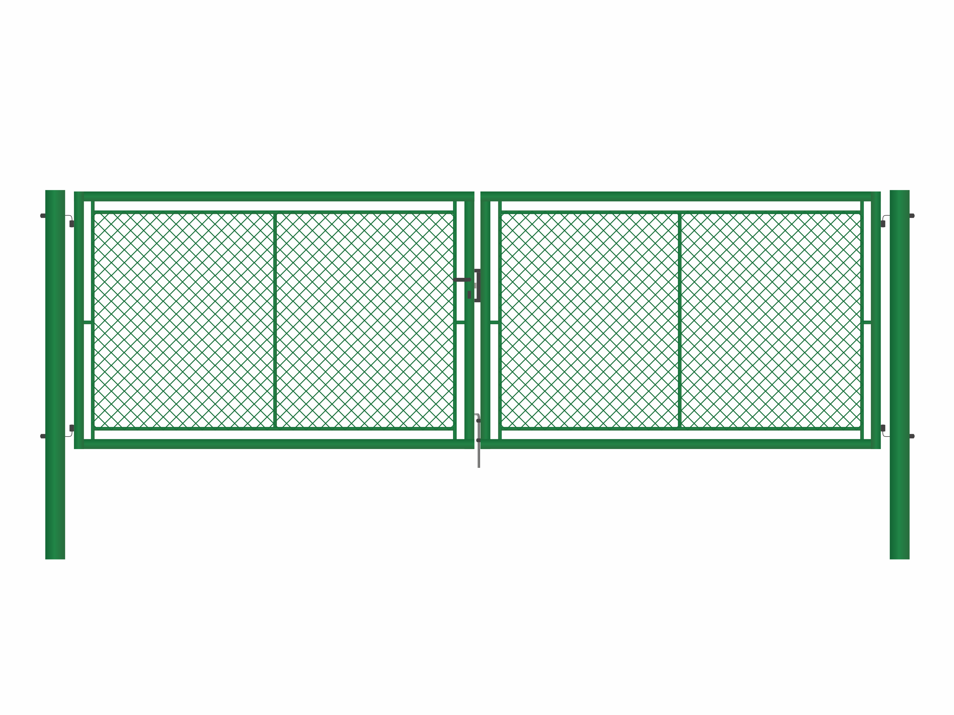 Brána zahradní dvoukřídlá zelená, výška 120 x 500 cm, FAB, s výplní klasického pletiva