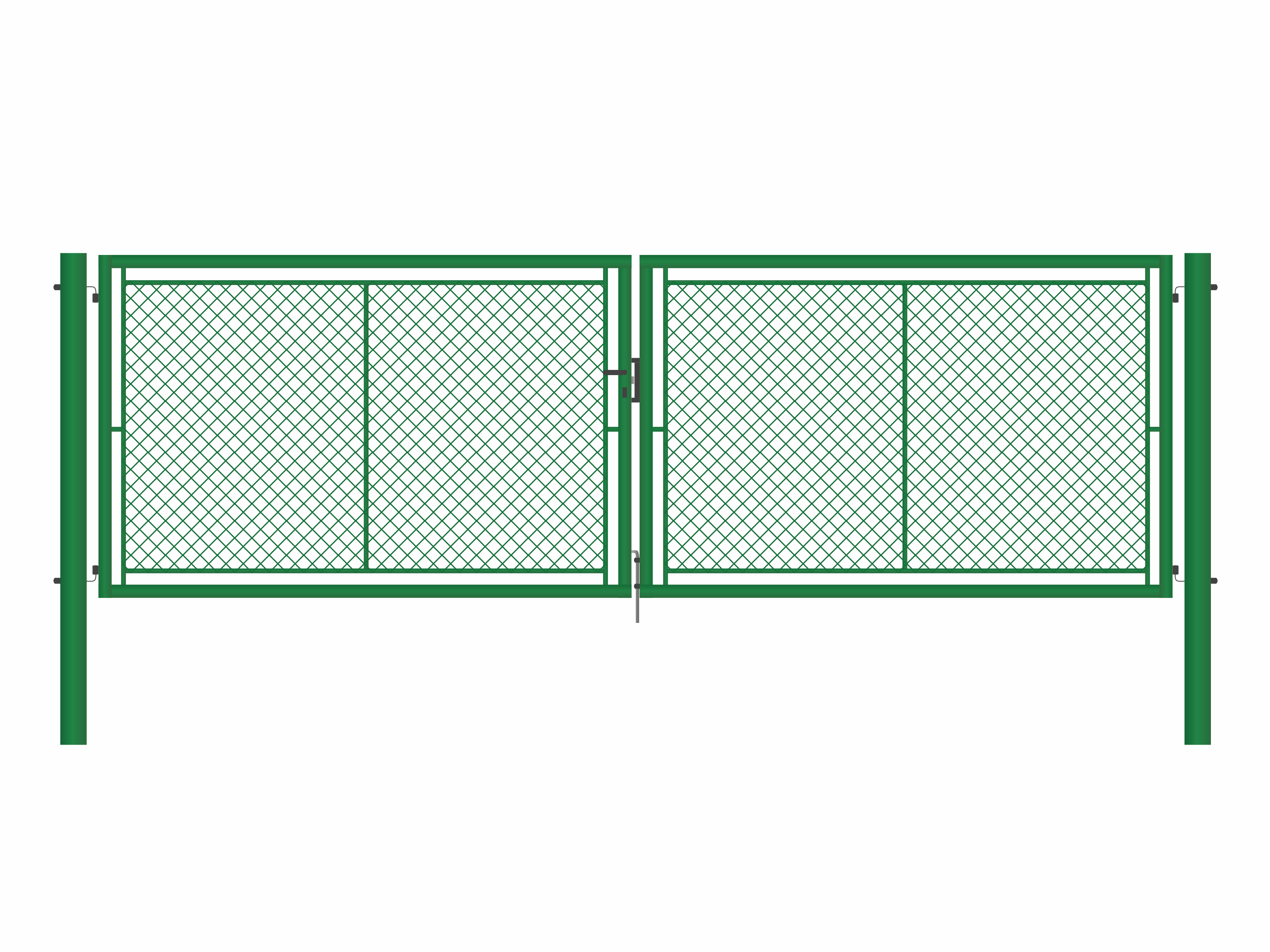 Brána zahradní dvoukřídlá zelená, výška 175 x 500 cm, FAB, s výplní klasického pletiva