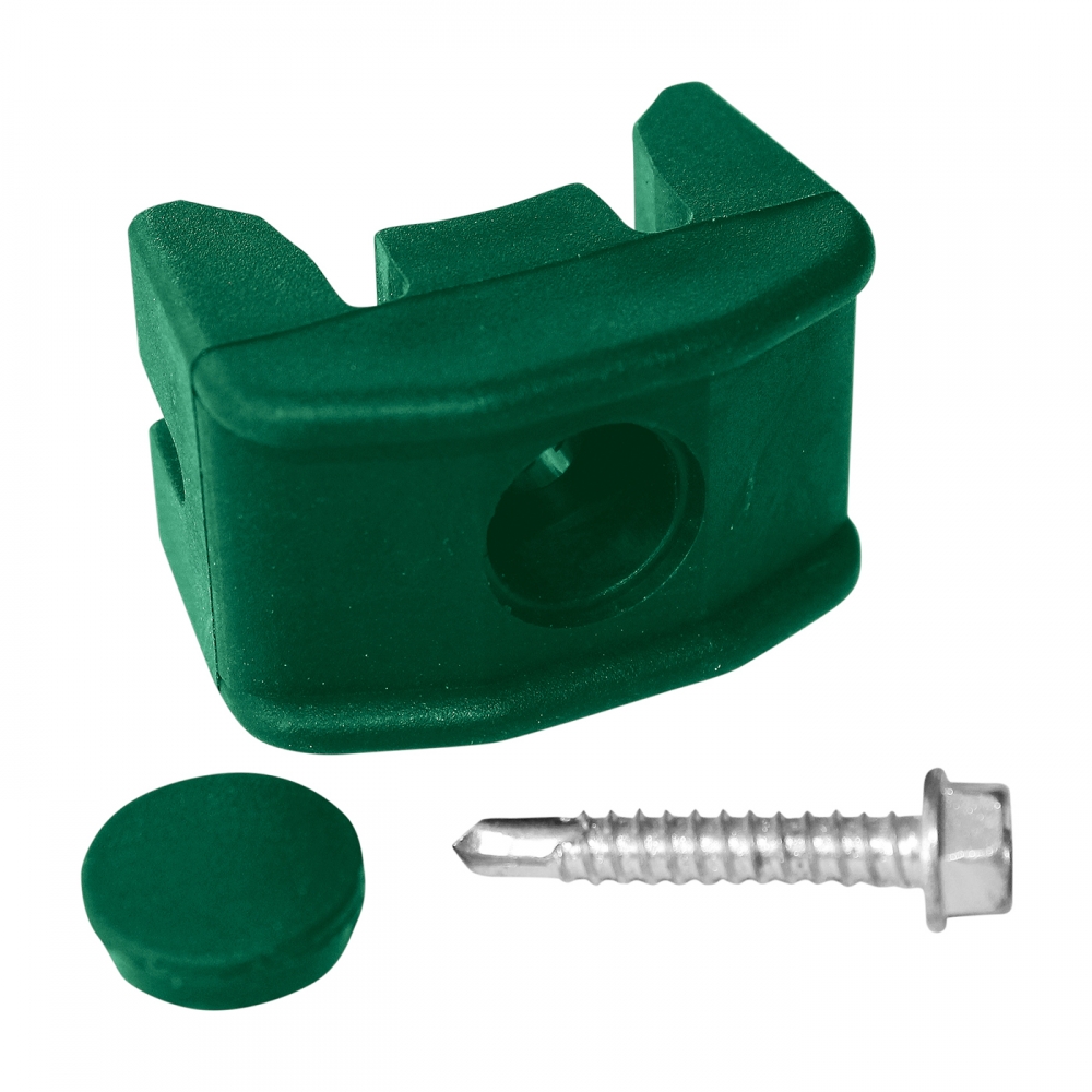 Příchytka plotového panelu 3D na kulatý sloupek 48 mm, zelená PLOTY Sklad5 42721 50 8595068450086