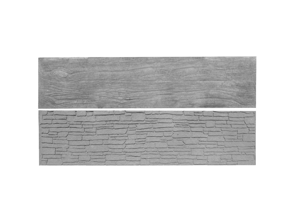 Betonová deska plotová, oboustranná – 200 x 50 cm - dřevo, šedá barva