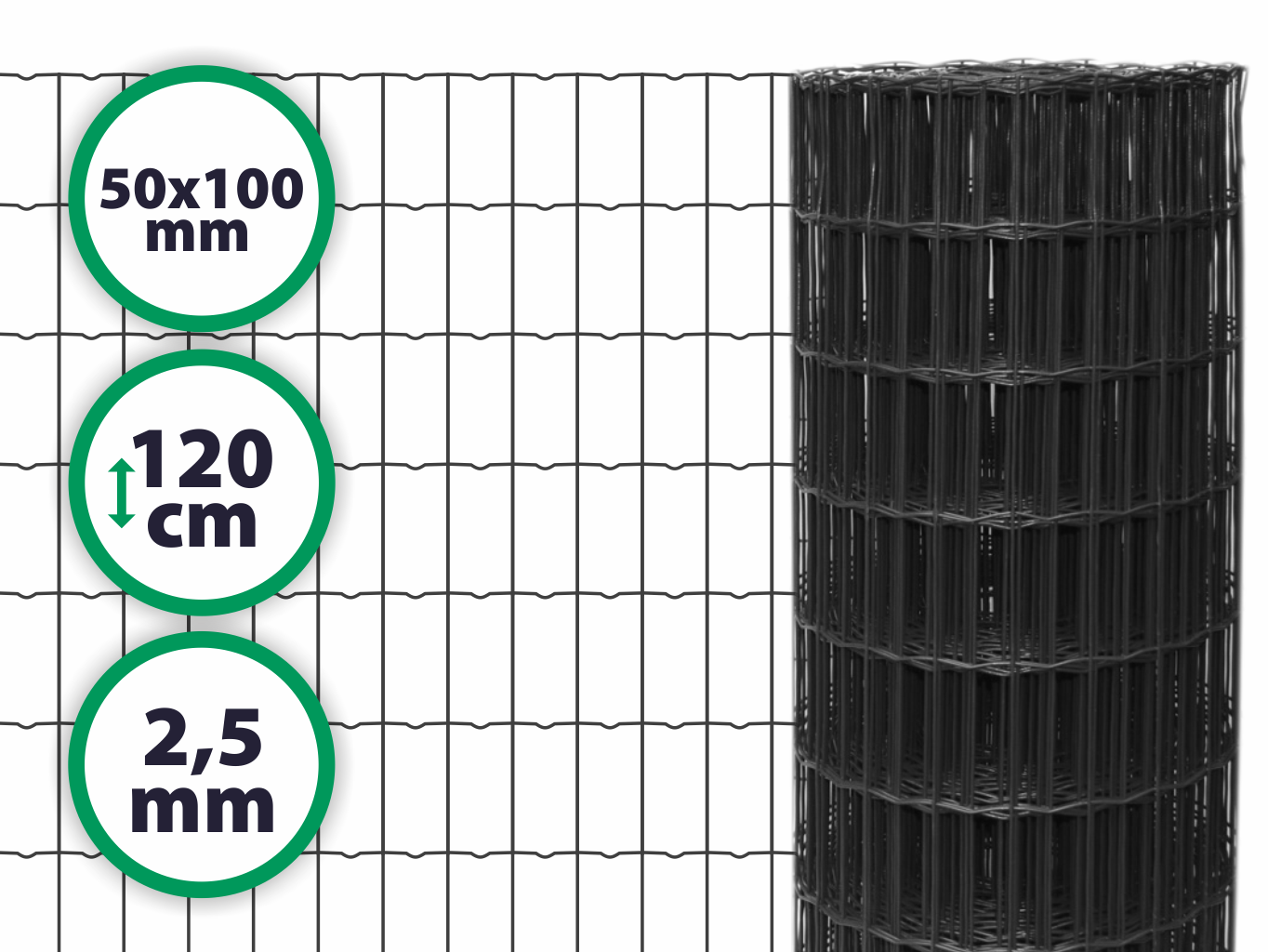 Svařované pletivo H-plast antracit – 2,5 mm, 120 cm PLOTY Sklad5 0