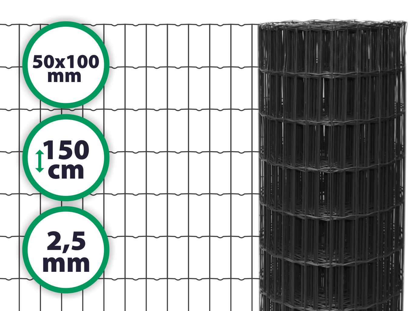 Svařované pletivo H-plast antracit – 2,5 mm, 150 cm PLOTY Sklad5 0
