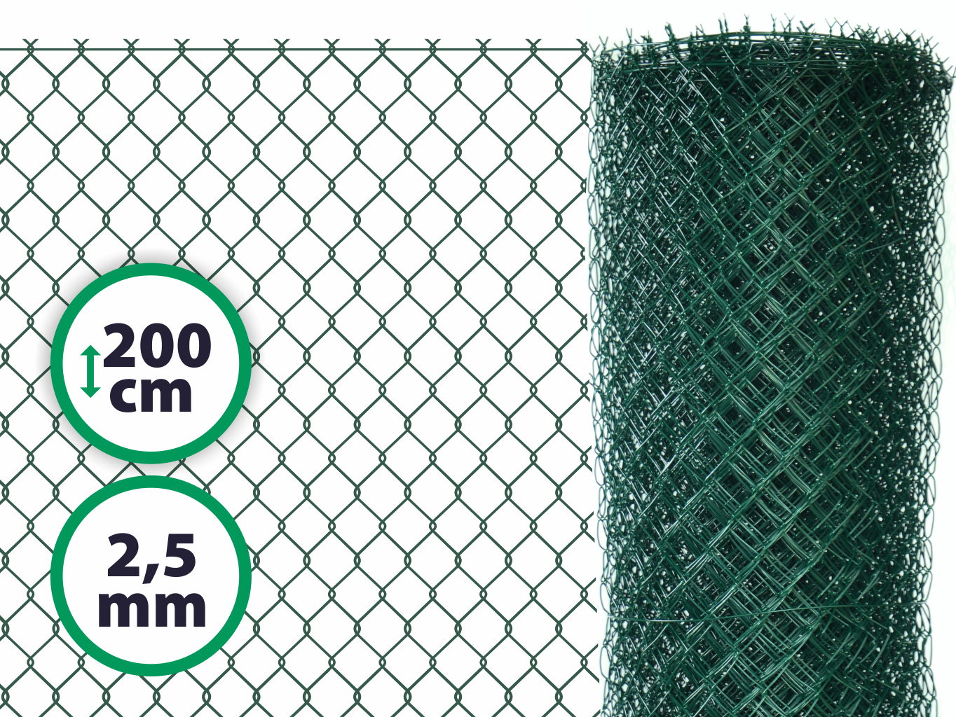 Pletivo plotové poplastované s ND - výška 200 cm, drát 2,5 m, oko 50x50 mm, zelené PLOTY Sklad5 0 8595068403969