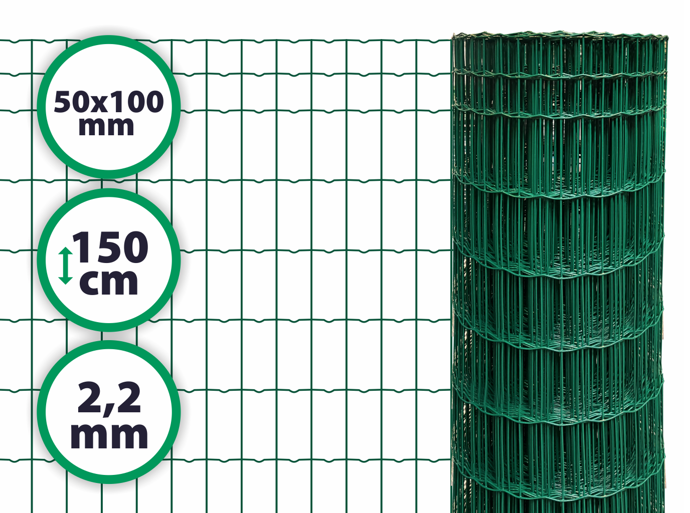 Svařované pletivo Pilonet Middle – výška 150 cm, drát 2,2 mm, oko 50x100 mm PLOTY Sklad5 0 8595068447130