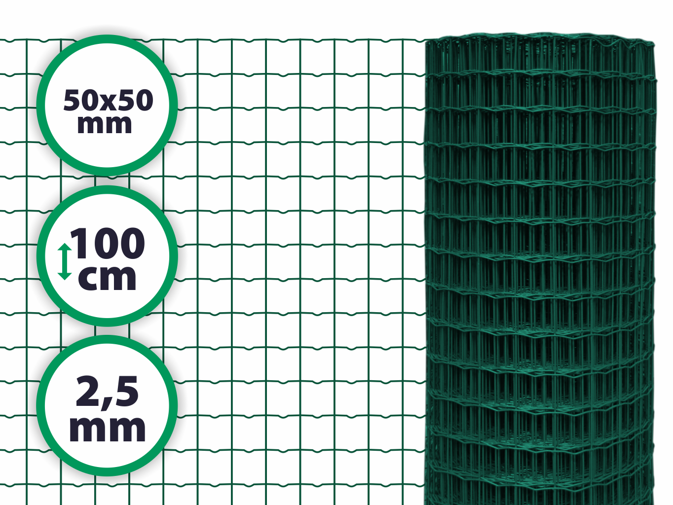 Svařované pletivo Heavy – výška 100 cm, drát 2,5 mm, oko 50x50 mm