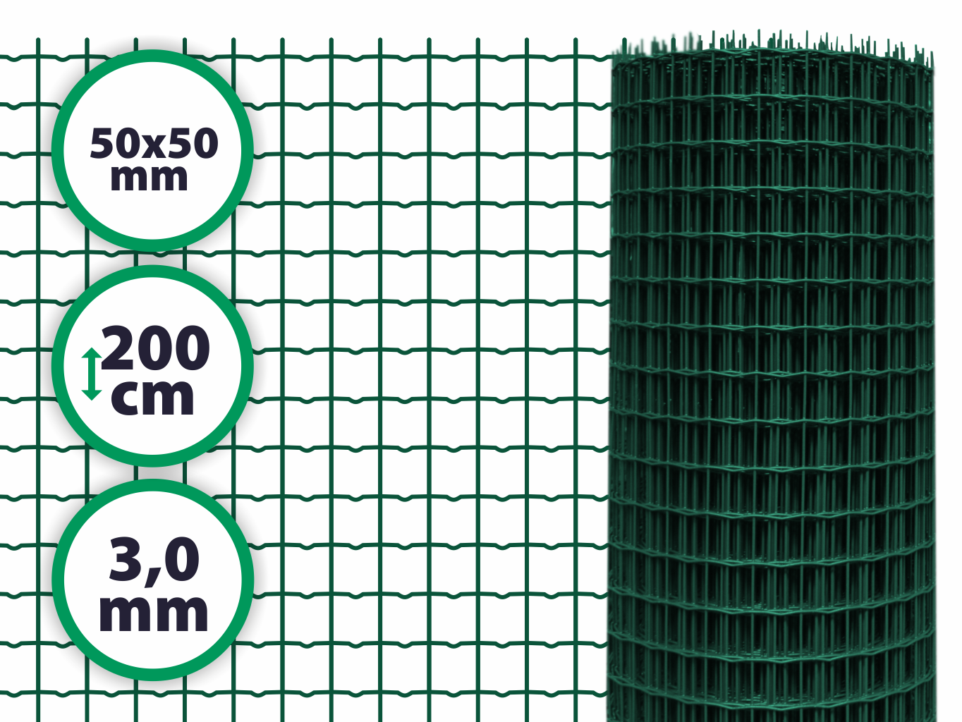 Svařované pletivo Super – výška 200 cm, drát 3,0 mm, oko 50x50 mm PLOTY Sklad5 285 50 8595068447253