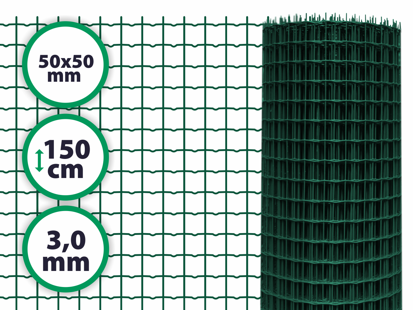 Svařované pletivo Super – výška 150 cm, drát 3,0 mm, oko 50x50 mm PLOTY Sklad5 288 50 8595068447239