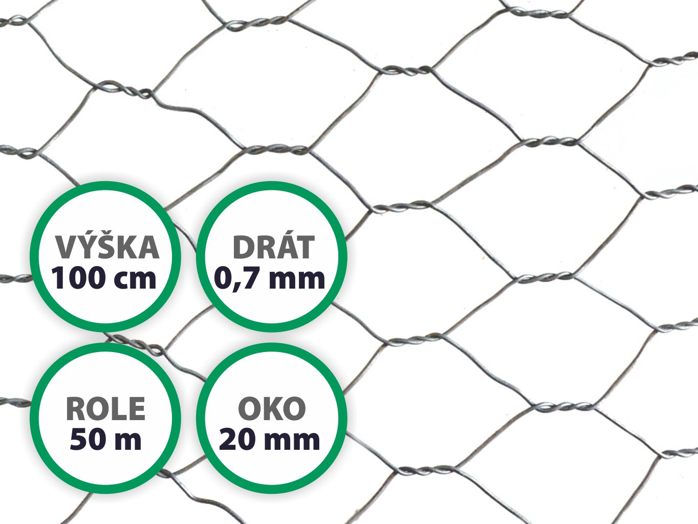 Králičí pletivo chovatelské, pozinkované (Zn), oko 20 mm, 100 cm výška, role 50 m