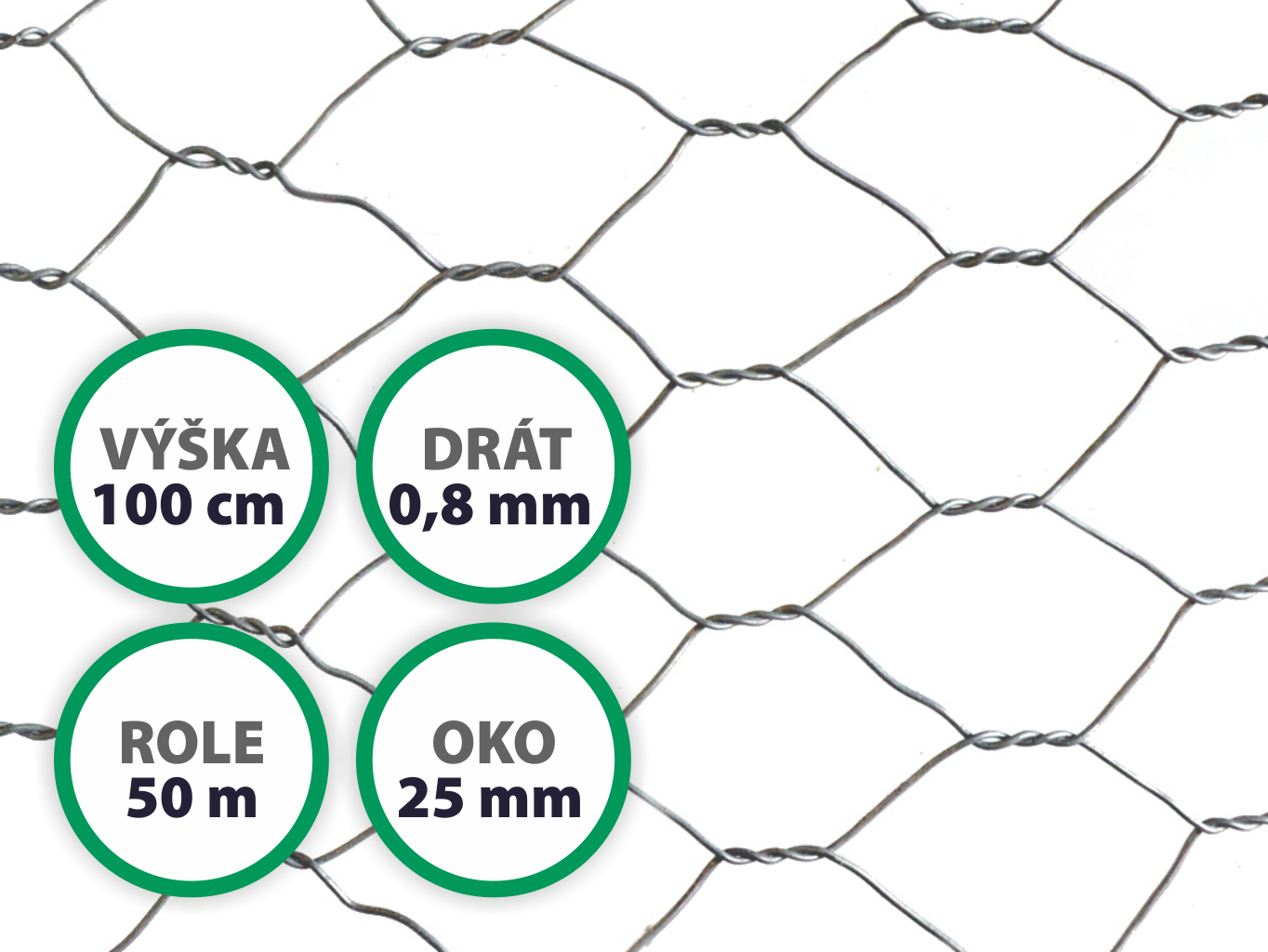 Králičí pletivo chovatelské, pozinkované (Zn), oko 25 mm, 100 cm výška, role 50 m