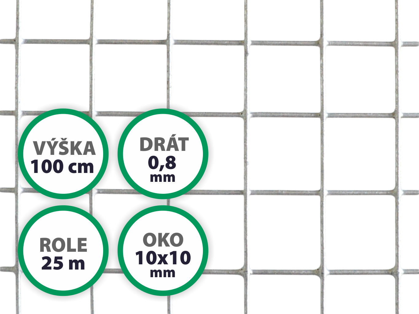 Pletivo na voliéry - oko 10x10 mm, drát 0,8 mm, Zn PLOTY Sklad5 369 50 8586008804403