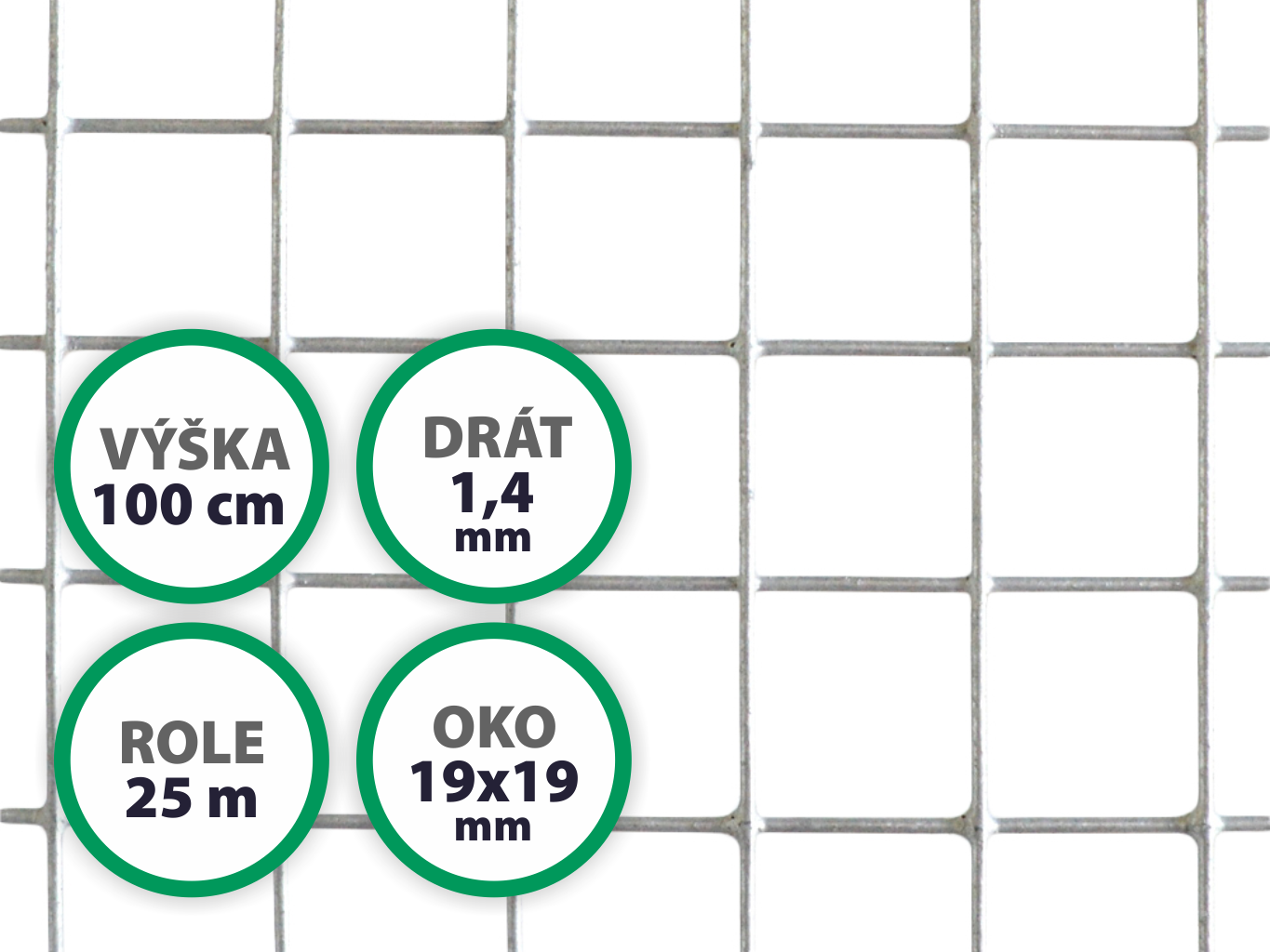 Pletivo na voliéry - oko 19x19 mm, drát 1,4 mm, Zn PLOTY Sklad5 372 50 8586008804434