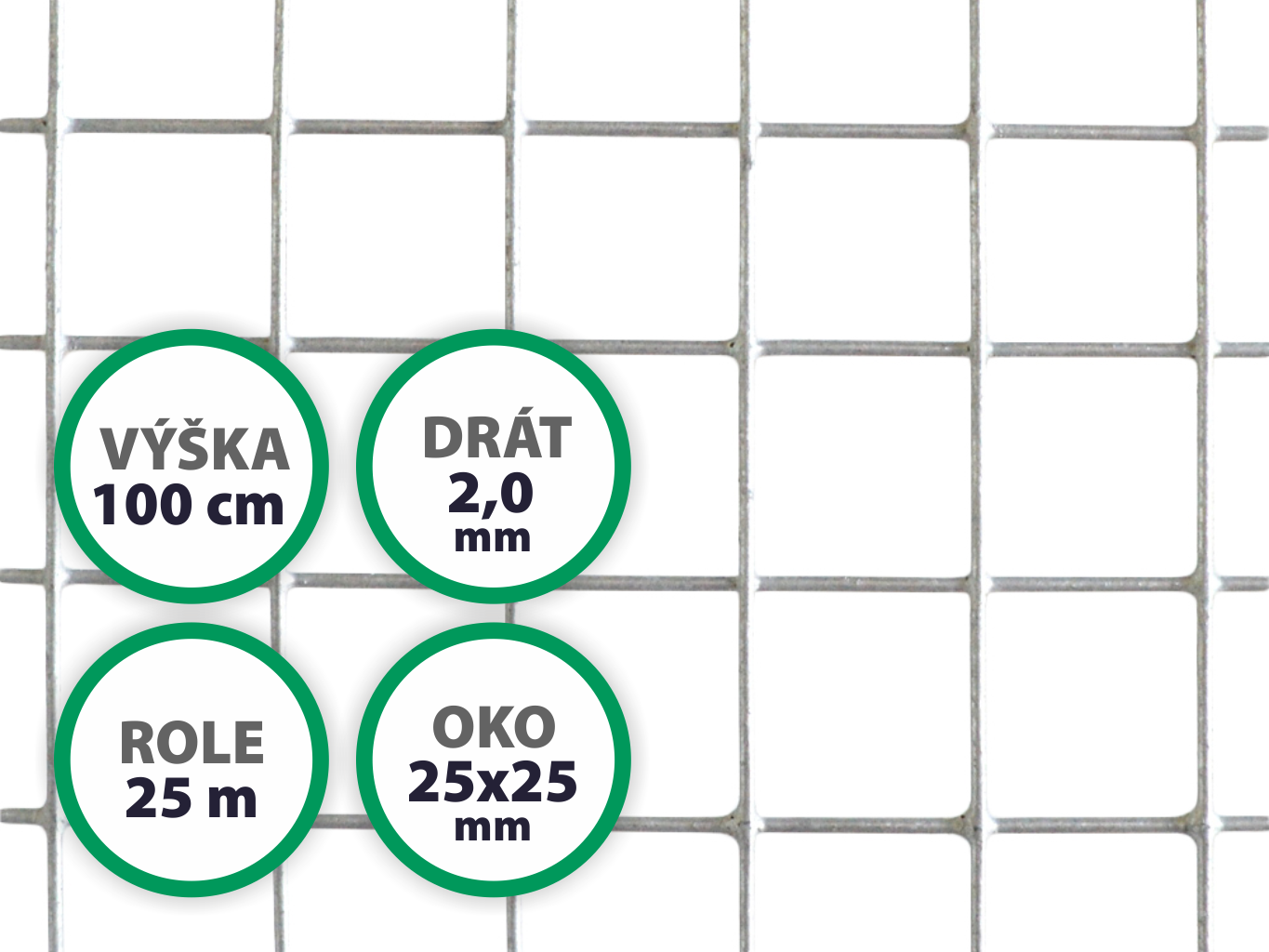 Pletivo na voliéry - oko 25x25 mm, drát 2,0 mm, Zn PLOTY Sklad5 373 50 8586008804441