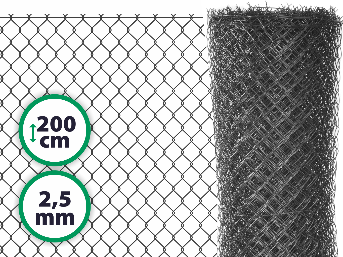 Pletivo plotové poplastované s ND - výška 200 cm, drát 2,5 m, oko 50x50 mm, antracit PLOTY Sklad5 0 8586008800733