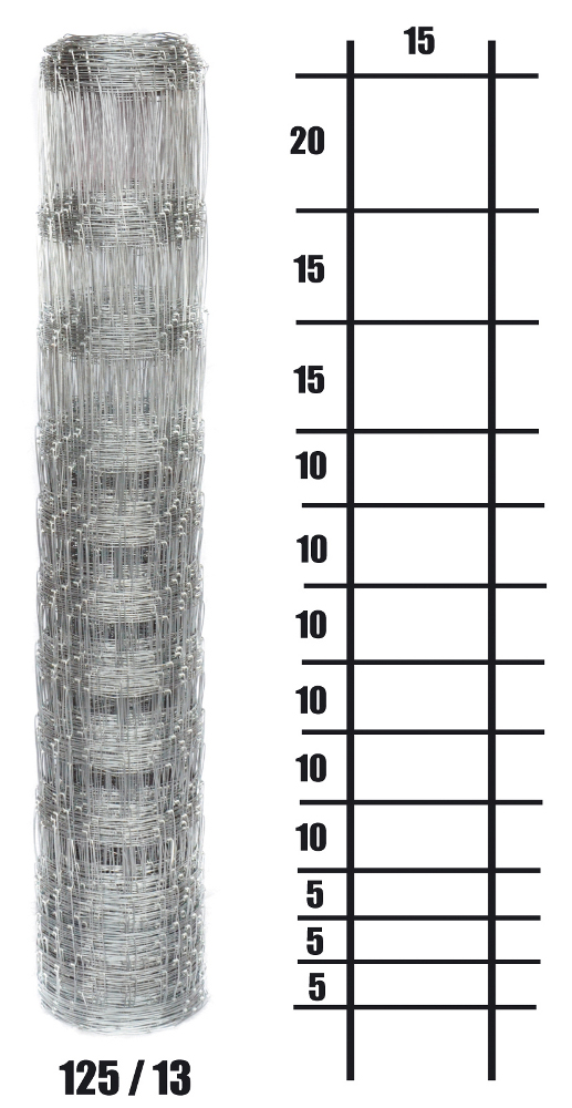 Lesnické pletivo uzlové - výška 125 cm, drát 1,6/2,0 mm, 13 drátů PLOTY Sklad5 0