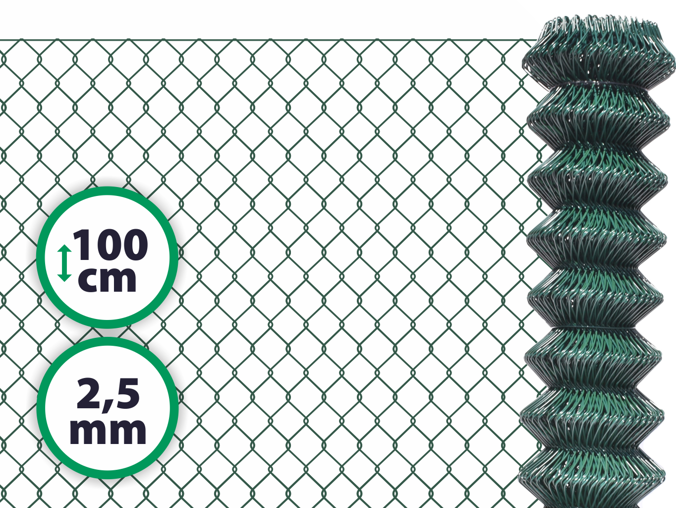 Pletivo poplastované – 100 cm bez ND (2,5 mm; 50x50 mm; PVC; zelené) PLOTY Sklad5 0 8595068423745