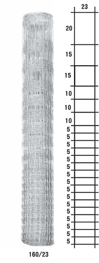 Lesnické pletivo uzlové - výška 160 cm, drát 2,0/2,8 mm, 23 drátů