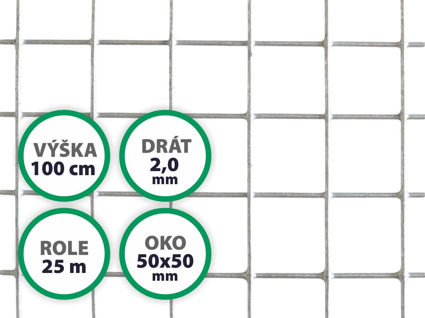 Pletivo na voliéry - oko 50x50 mm, drát 2,0 mm, Zn PLOTY Sklad5 478 50 8586008804458