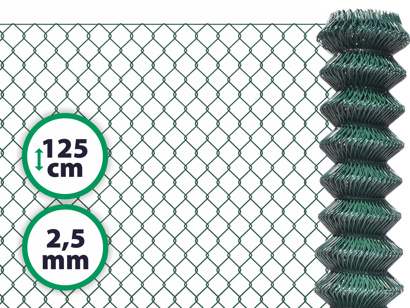 Pletivo poplastované – 125 cm bez ND (2,5 mm; 50x50 mm; PVC; zelené)