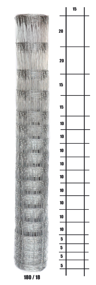 Lesnické pletivo uzlové - výška 180 cm, drát 2,0/2,8 mm, 18 drátů PLOTY Sklad5 61 50