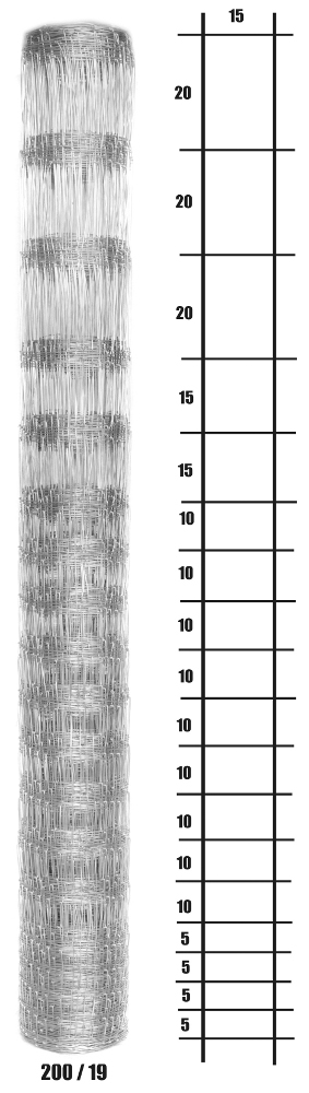 Lesnické pletivo uzlové - výška 200 cm, drát 1,6/2,0 mm, 19 drátů PLOTY Sklad5 63 50 8595068409091