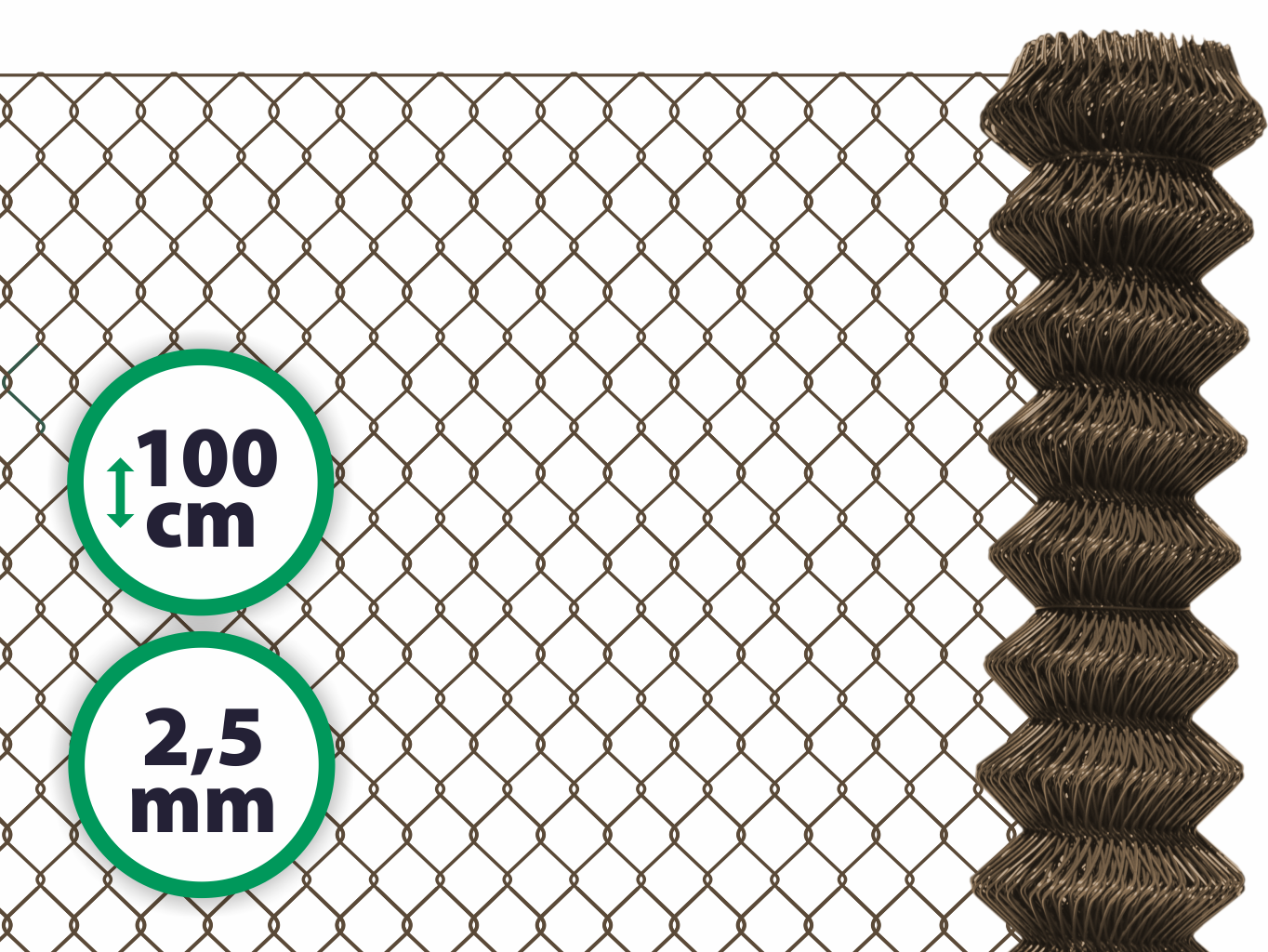 Čtyřhranné plotové poplastované pletivo bez ND – hnědé, 100 cm, oko 55 x 55 mm PLOTY Sklad5 698 58 8595068453254