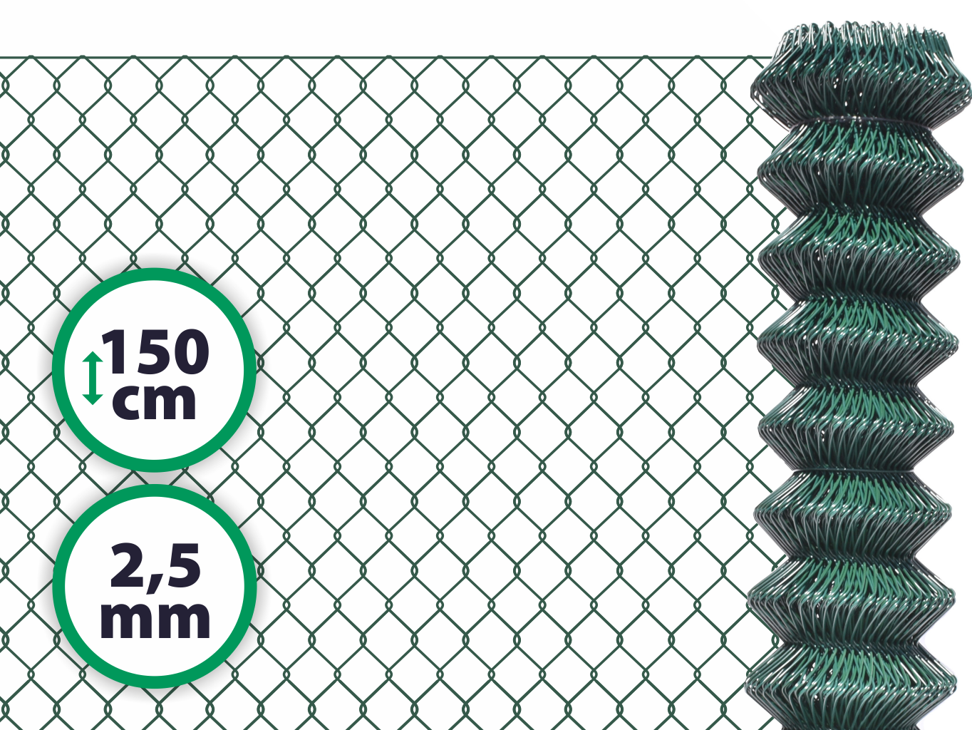 Pletivo poplastované – 150 cm bez ND (2,5mm; 50x50 mm; PVC; zelené) PLOTY Sklad5 7 50 8595068421703