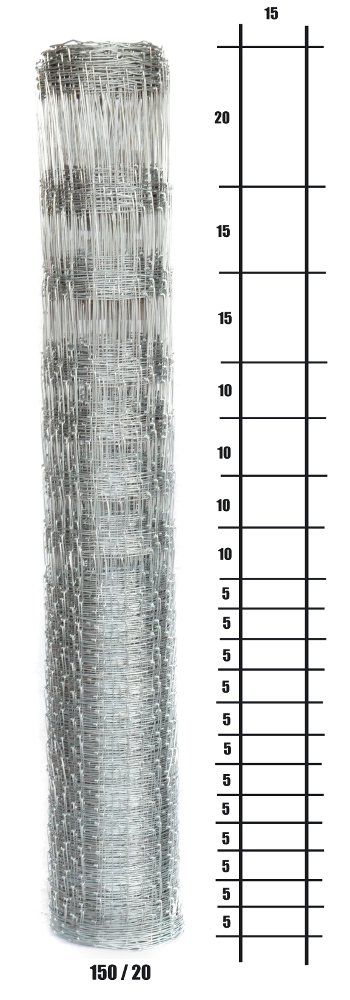 Lesnické pletivo uzlové - výška 150 cm, drát 1,6/2,0 mm, 10 drátů