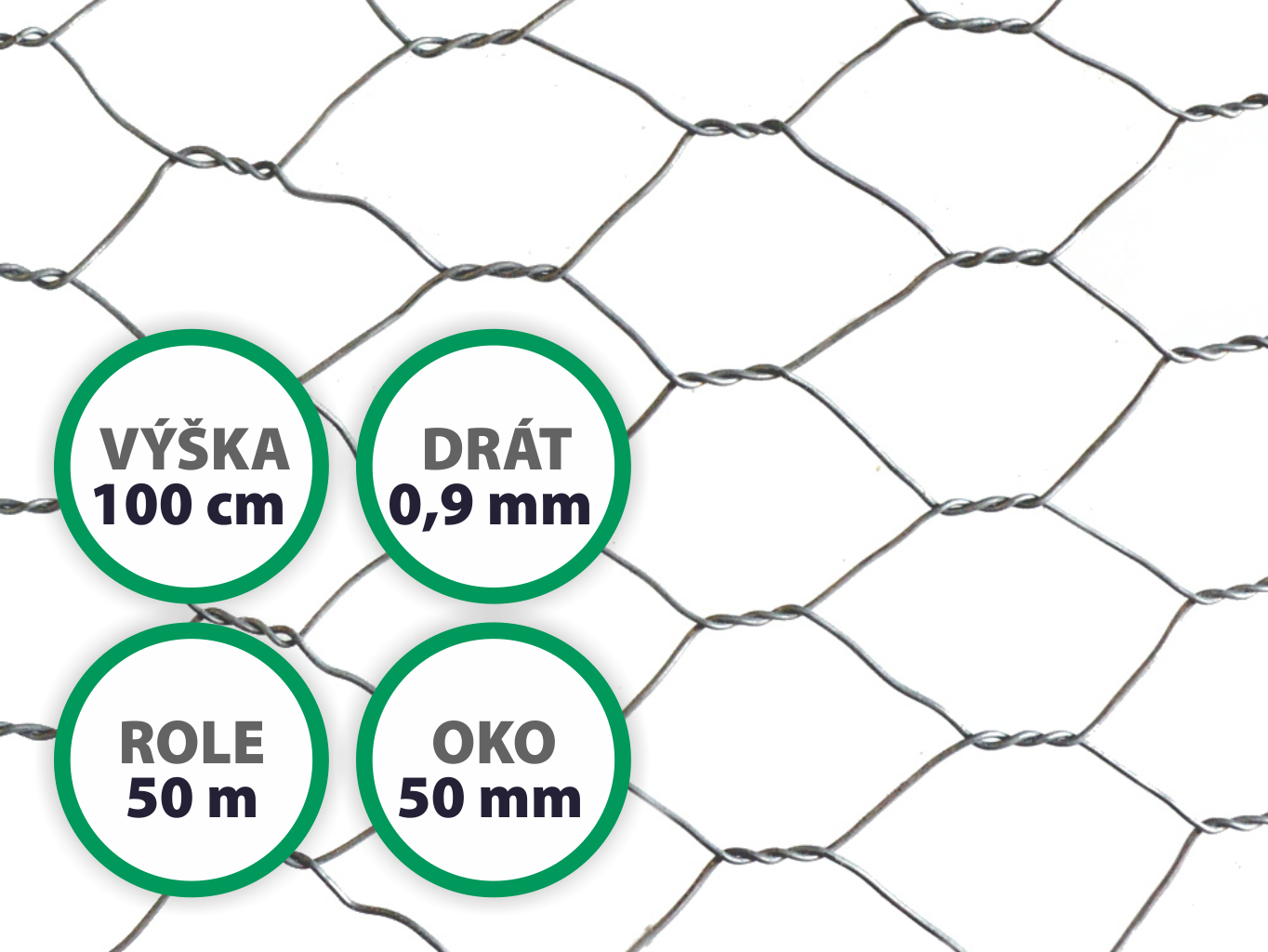 Králičí pletivo chovatelské, pozinkované (Zn), oko 50 mm, 100 cm výška, role 50 m PLOTY Sklad5 778 50 8595068440360