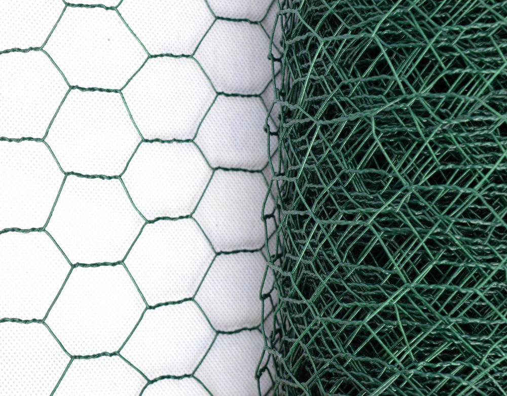 Šestihranné pletivo, zelené PVC, oko 25 mm, 100 cm výška