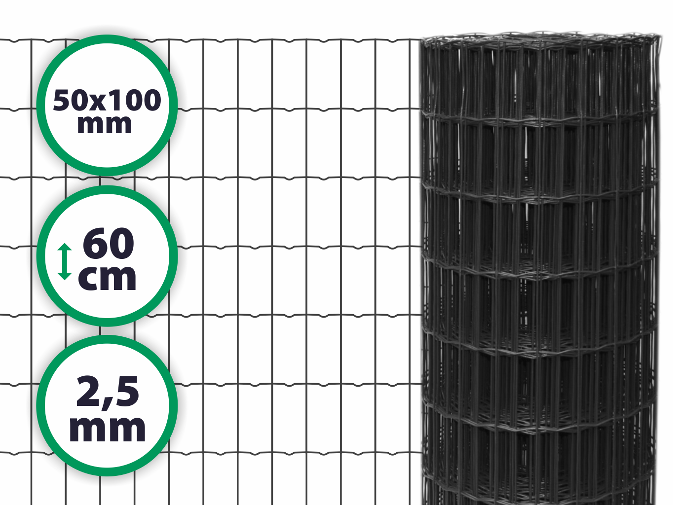 Svařované pletivo H-plast Antracit –  2,5 mm, 60 cm PLOTY Sklad5 0