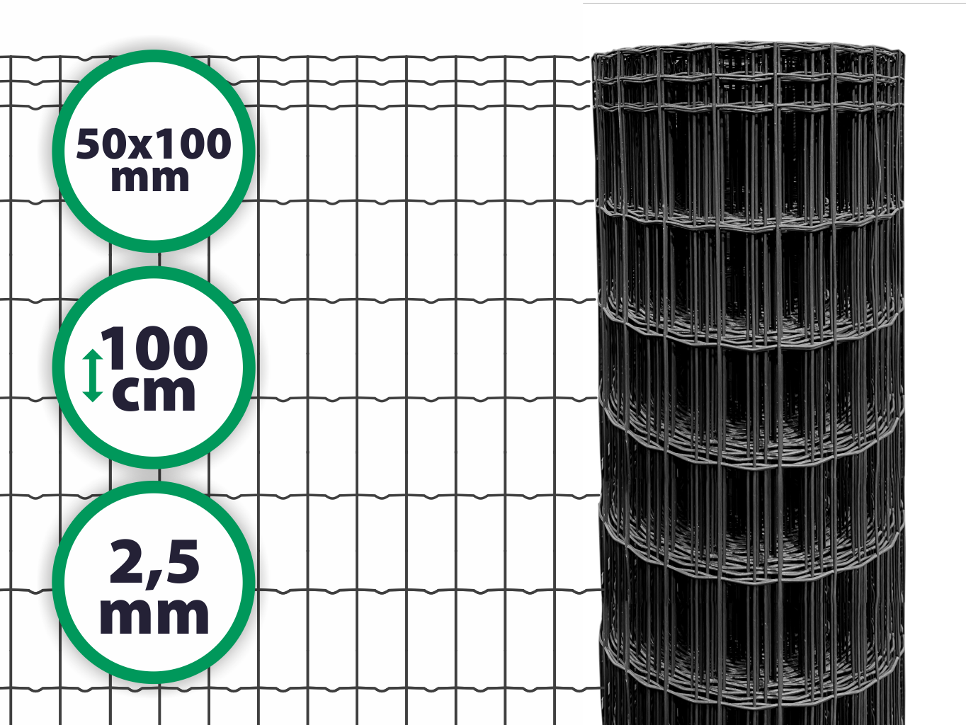 Svařované pletivo Antracit – 2,5 mm, 100 cm PLOTY Sklad5 788 50 8595068448786