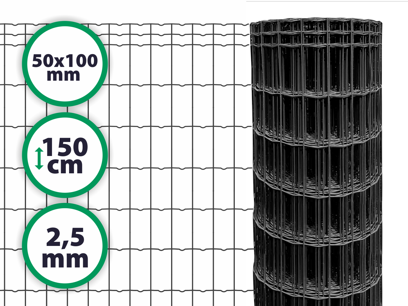 Svařované pletivo Pilonet Antracit – 2,5 mm, 150 cm PLOTY Sklad5 0 8595068448809